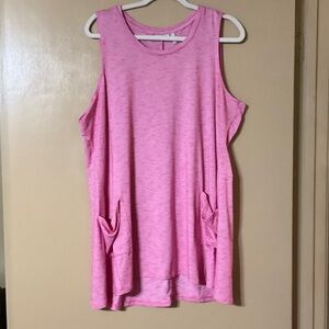 LOGO by Lori Goldstein Pink Sleeveless Pocket Tank